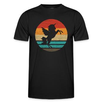 Einhorn Retro Style Vintage - Männer Funktions-T-Shirt - Schwarz - Vorne - AI Model Male 178 dark (178cm)