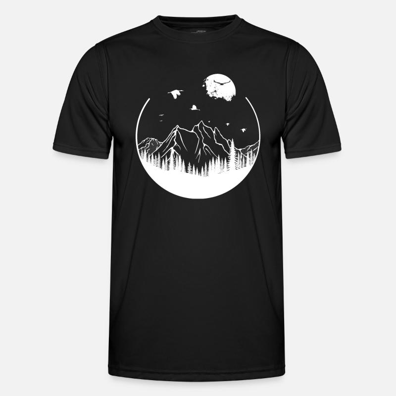 Geometric shape tree mountains - Men's Functional T-Shirt - black