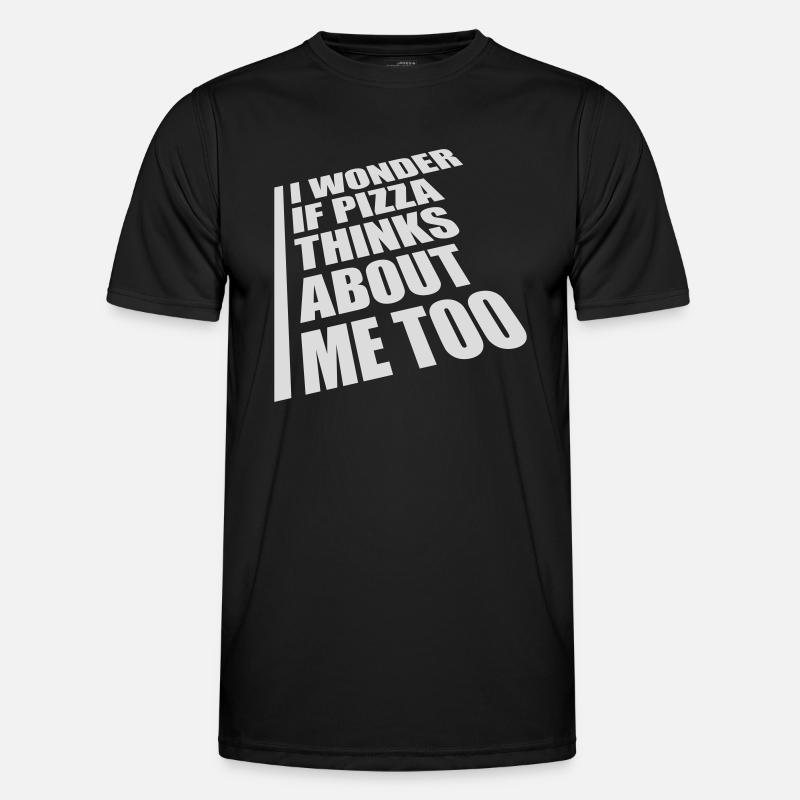 pizza thinks about me - Männer Funktions-T-Shirt - Schwarz
