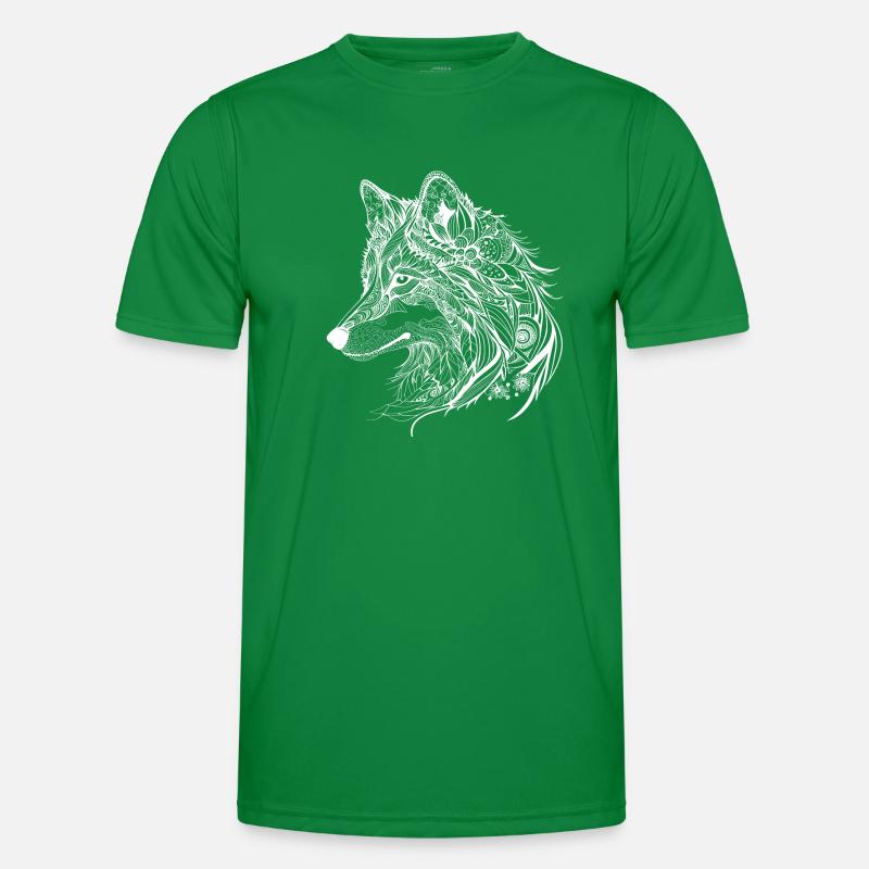 Mythischer Wolf mit Boho, Azteken Muster Männer Funktions-T-Shirt