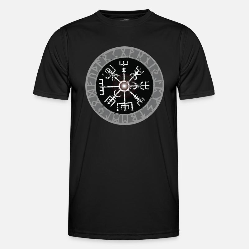 White Viking Compass Valhalla Vegvisir - Men's Functional T-Shirt - black