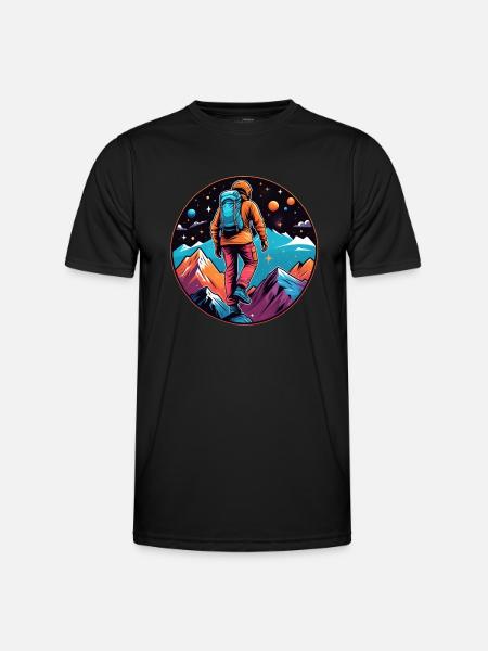 Climbing - Moon - Space - Men's Functional T-Shirt - black