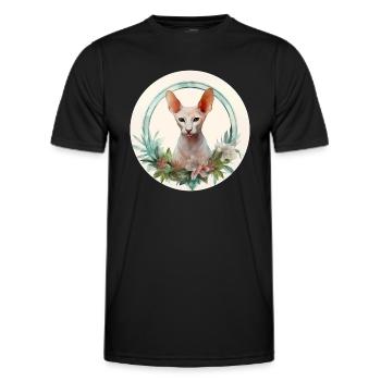 Orientalische Kurzhaarkatze Boho-Stil, Liebeskatzen - Männer Funktions-T-Shirt - Schwarz - Vorne - AI Model Male 178 dark (178cm)