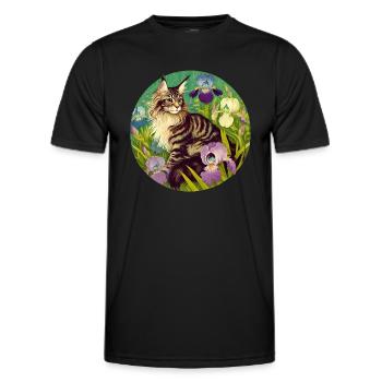 Brown Tabby Cat Iris - Men's Functional T-Shirt - black - Front - AI Model Male 178 dark (178cm)