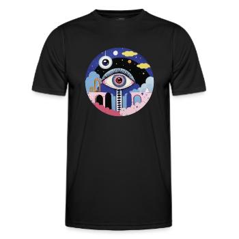 Œil psychédélique - T-shirt sport Homme - noir - Devant - AI Model Male 178 dark (178cm)