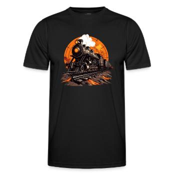 Vintage steam Train - Men's Functional T-Shirt - black - Front - AI Model Male 178 dark (178cm)