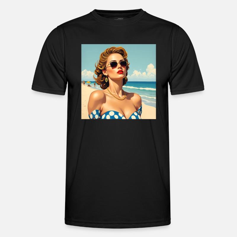 Das Model am Strand Männer Funktions-T-Shirt