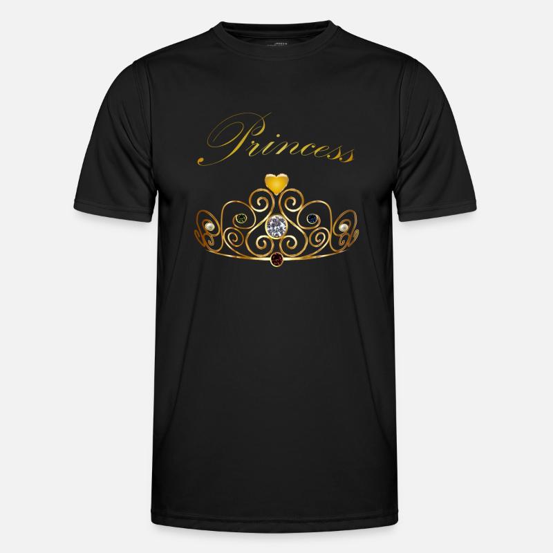 Princess Queen Gold Crown Tiara Gems Beads Men's Functional T-Shirt