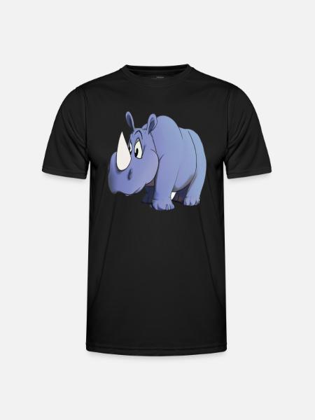 Kawaii Cartoon Rhino - Men's Functional T-Shirt - black