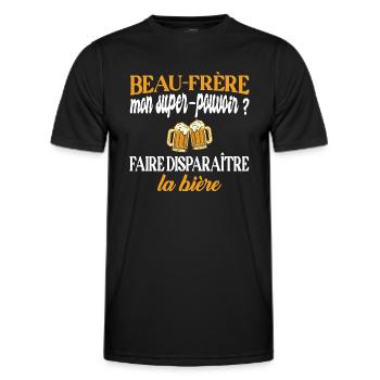 Beau-frère disparaître la bière t-shirt humour - T-shirt sport Homme - noir - Devant - AI Model Male 178 dark (178cm)