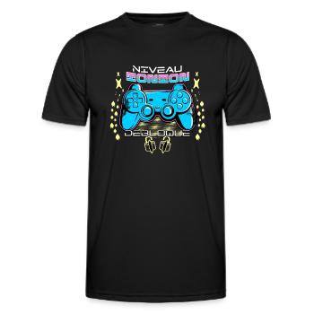 Niveau tonton débloqué gamer idée cadeau humour - T-shirt sport Homme - noir - Devant - AI Model Male 178 dark (178cm)