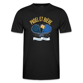 Padel et bière la combinaison gagnante t-shirt - T-shirt sport Homme - noir - Devant - AI Model Male 178 dark (178cm)