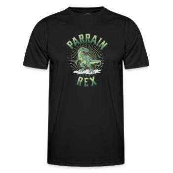 Parrain rex baptême humour homme t-shirt - T-shirt sport Homme - noir - Devant - AI Model Male 178 dark (178cm)