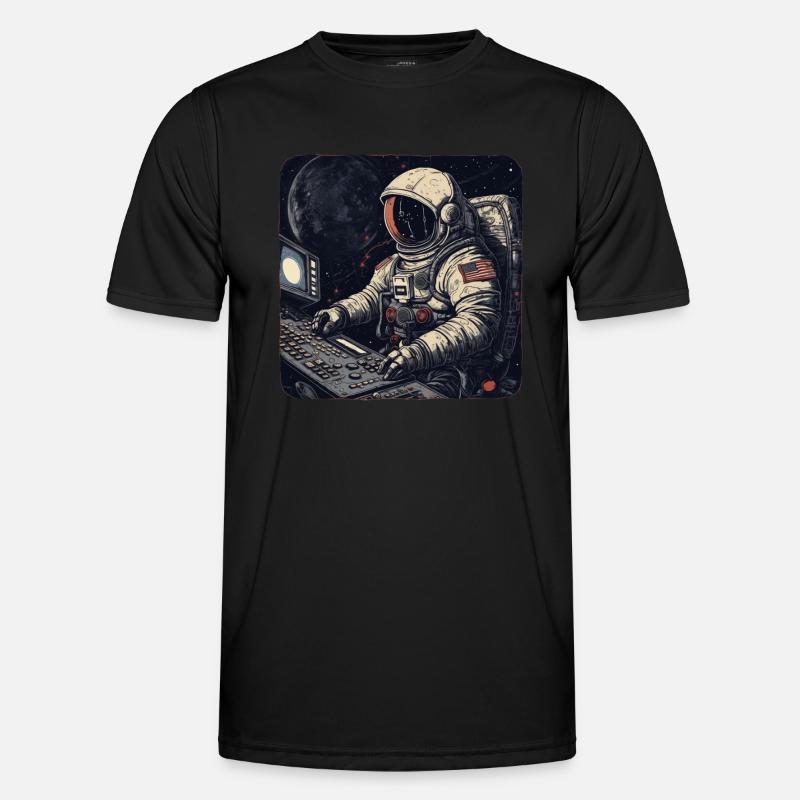 Un astronaute rétro cool utilise des ordinateurs T-shirt sport Homme