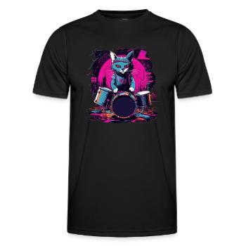 Cat Drummer Music Animal Drums Wild Cat - T-shirt sport Homme - noir - Devant - AI Model Male 178 dark (178cm)