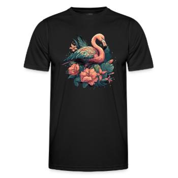 Flamingo Birds Nature Animals Wilderness Tropical - Men's Functional T-Shirt - black - Front - AI Model Male 178 dark (178cm)