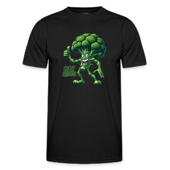 Crazy Veggies: Broccoli Bodybuilder Pro Thumbs Up - Männer Funktions-T-Shirt - Schwarz - Vorne - AI Model Male 178 dark (178cm)