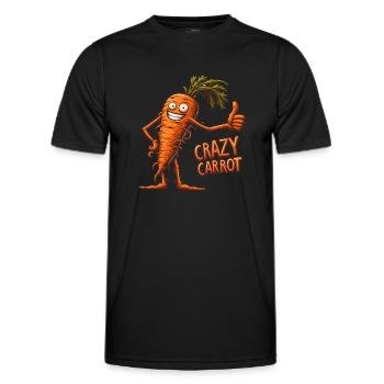 Crazy Veggies: Carrot Thumbs Up - Männer Funktions-T-Shirt - Schwarz - Vorne - AI Model Male 178 dark (178cm)
