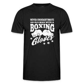 Never Underestimate An Old Man With Boxing Gloves - Männer Funktions-T-Shirt - Schwarz - Vorne - AI Model Male 178 dark (178cm)