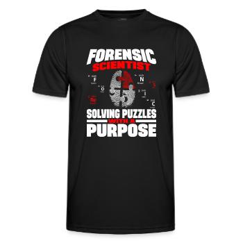 Un scientifique judiciaire résout des énigmes criminelles Laboratoire criminel - T-shirt sport Homme - noir - Devant - AI Model Male 178 dark (178cm)