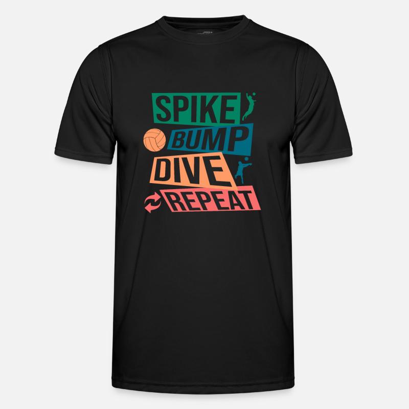 Spike Bump Dive Repeat Volleyball Graphic Gift Männer Funktions-T-Shirt