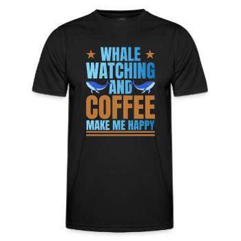 Whale Watching & Coffee Make Me Happy Whale Lover - Männer Funktions-T-Shirt - Schwarz - Vorne - AI Model Male 178 dark (178cm)