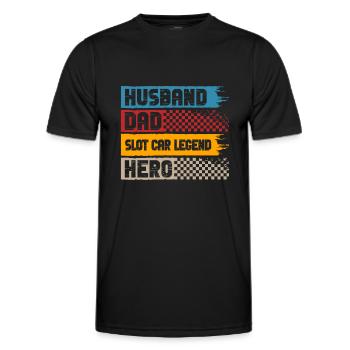 Car Drag Racing Husband Dad Slot Car Legend - Men's Functional T-Shirt - black - Front - AI Model Male 178 dark (178cm)