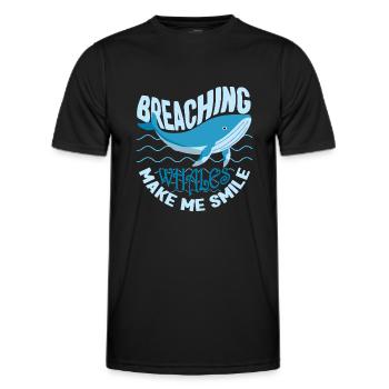 Breaching Whales Make Me Smile Whale Lover Gifts - Männer Funktions-T-Shirt - Schwarz - Vorne - AI Model Male 178 dark (178cm)