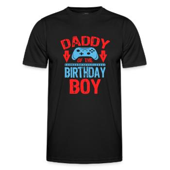 Daddy Of the Birthday Boy Gamer Gift Idea - Men's Functional T-Shirt - black - Front - AI Model Male 178 dark (178cm)