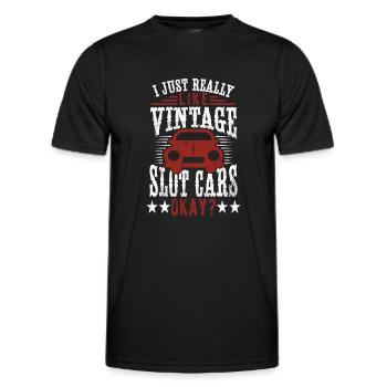 I Just Really Like Vintage Slot Cars Racing Lover - Männer Funktions-T-Shirt - Schwarz - Vorne - AI Model Male 178 dark (178cm)