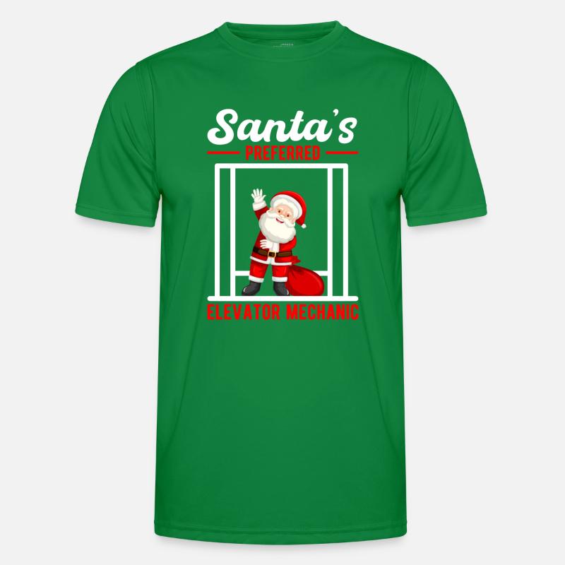 Funny Elevator Mechanics Santa´s Preferred Gift Männer Funktions-T-Shirt