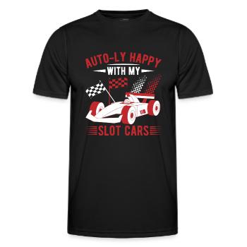 Auto-Ly Happy With My Slot Cars Slotrace Gift - Männer Funktions-T-Shirt - Schwarz - Vorne - AI Model Male 178 dark (178cm)