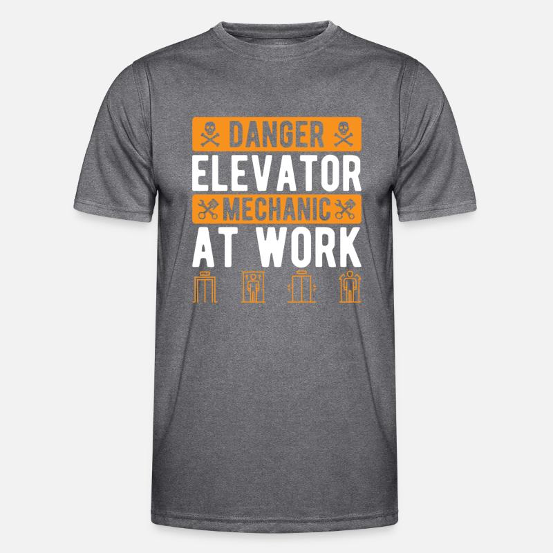 Funny Elevator Inspector Danger Elevator Mechanic Männer Funktions-T-Shirt