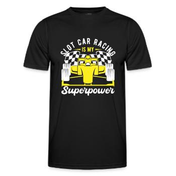 La course de voitures de circuit est mon superpouvoir Slotrace Cadeaux - T-shirt sport Homme - noir - Devant - AI Model Male 178 dark (178cm)