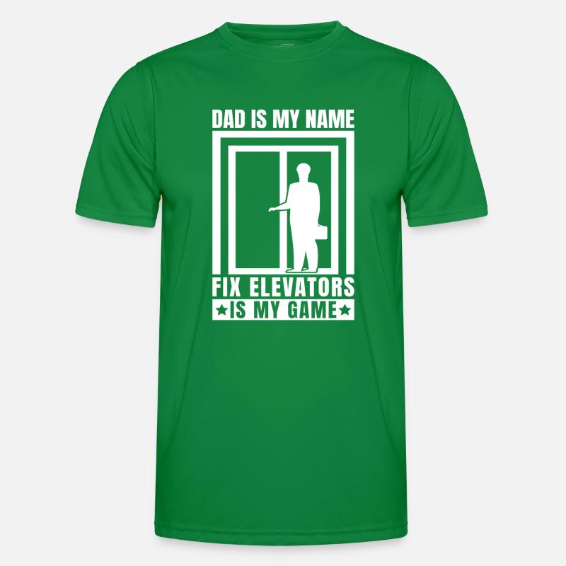 Funny Elevator Mechanic Dad My Name Fix My Game Männer Funktions-T-Shirt