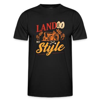 Young Farmer Country Bumpkins With Style Farmers - Men's Functional T-Shirt - black - Front - AI Model Male 178 dark (178cm)
