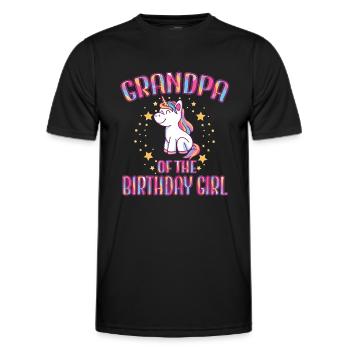 Grandpa Of the Birthday Girl Unicorn Family Party - Men's Functional T-Shirt - black - Front - AI Model Male 178 dark (178cm)