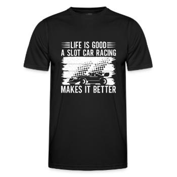 Slotrace Slot Car Racing Makes Life Better Gift - Männer Funktions-T-Shirt - Schwarz - Vorne - AI Model Male 178 dark (178cm)