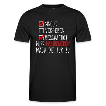 Single, muss masturbieren - Männer Funktions-T-Shirt - Schwarz - Vorne - AI Model Male 178 dark (178cm)