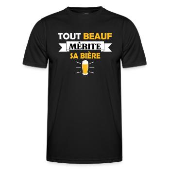 Tout beauf mérite sa bière t-shirt humoristique - T-shirt sport Homme - noir - Devant - AI Model Male 178 dark (178cm)