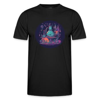 Laboratoire d’Alchimiste Magique avec Filets, Bouteilles - T-shirt sport Homme - noir - Devant - AI Model Male 178 dark (178cm)