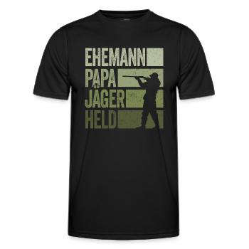 Ehemann Papa Jäger Held Rotwild Jagd Jagen Lustig - Männer Funktions-T-Shirt - Schwarz - Vorne - AI Model Male 178 dark (178cm)