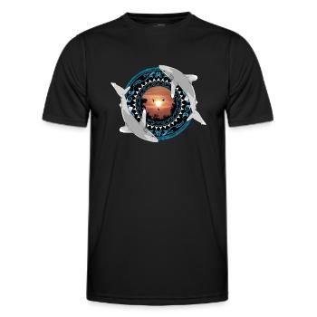 Weißspitzenhochseehaie Hawaiianisch Polynesisch - Männer Funktions-T-Shirt - Schwarz - Vorne - AI Model Male 178 dark (178cm)