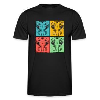 Éléphant Pop Art Animal - T-shirt sport Homme - noir - Devant - AI Model Male 178 dark (178cm)
