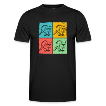 Raccoon Pop Art Animal - Men's Functional T-Shirt - black - Front - AI Model Male 178 dark (178cm)