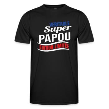 Véritable super papou édition limitée humour papa - T-shirt sport Homme - noir - Devant - AI Model Male 178 dark (178cm)