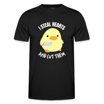 I steal hearts and cut them Ente mit Messer Meme - Männer Funktions-T-Shirt - Schwarz - Vorne - AI Model Male 178 dark (178cm)