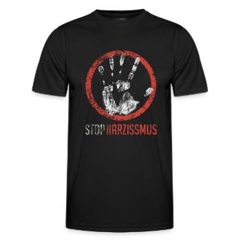 Stop Narzissmus - Männer Funktions-T-Shirt - Schwarz - Vorne - AI Model Male 178 dark (178cm)