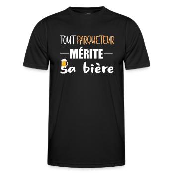 Tout parqueteur mérite sa bière t-shirt homme - T-shirt sport Homme - noir - Devant - AI Model Male 178 dark (178cm)