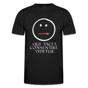 who is silent seems to agree latin knows - Men's Functional T-Shirt - black - Front - AI Model Male 178 dark (178cm)